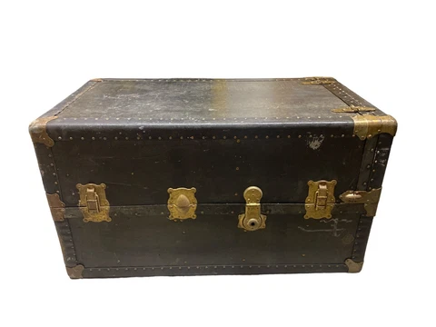 Beals And Selkirk Ship Steamer Trunk Wardrobe 1900s Antique RARE Cover