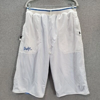 Brooklyn Xpress Hombres Ropa Activa Pantalones Cortos Grandes Blanco Logo Bordado Bolsillos con Cremallera Foto 1 de 4