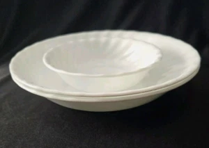 SET OF 2 CORELLE ENHANCEMENTS WHITE PASTA BOWLS 8 1/2" & 1 DESSERT BOWL 5 1/2" - Picture 1 of 4