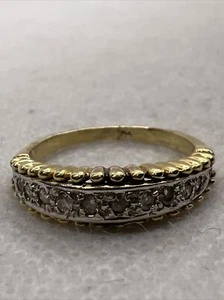 Anello fede nuziale donna diamante oro massiccio 14K bicolore 0,10 CTW 2,5 gr. - Foto 1 di 12