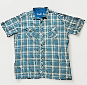 KUHL Eluxur Pearl Snap Karo Hemd Herren XXL Blau Polyester Kurzarm Outdoor - Bild 1 von 11