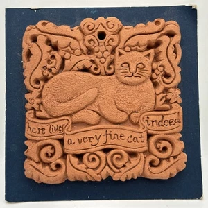 Black Dog Decorative Fine Cat Vintage Terracotta Wall Tile Plaque United Kingdom - Picture 1 of 7