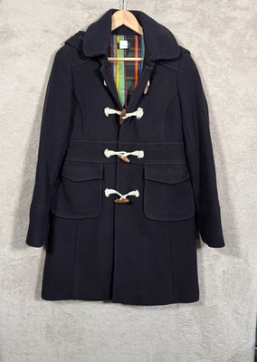 Abrigo de Lona J.Crew para Mujer Talla 10 Azul Marino Lana Palanca Abrigo de Invierno con Capucha Foto 1 de 4