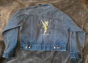 Disney Tinker Bell Denim Jacket Embroidered Girls M 7/8 Disneyland - Picture 1 of 4