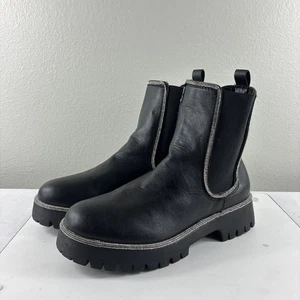 Modische Damen-Chelsea-Stiefelette Bambus Leder rund geschnitten elastisch oben Größe 9 US - Bild 1 von 24