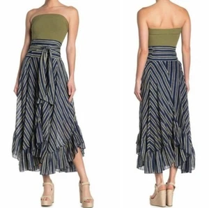 Free People One Giselle Maxirock gestreift Einstecktuch wandelbar marine elfenbein L - Bild 1 von 11