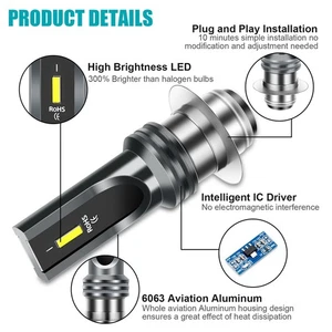 6000K For Yamaha Raptor 350 660R 700 700R LED Headlight Bulb Fit YFM350R YFM660R - Picture 1 of 8
