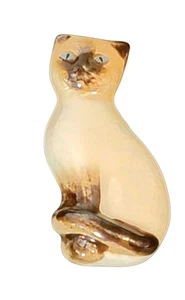 Avon Pin Brooch Siamese Cat Blue Eyed Ceramic Brown Beige Fashion Jewlery Signed - Picture 1 of 4