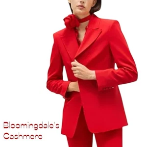 Bloomingdale’s Red Pure Cashmere Luxury Academia Career Blazer NWT Size 14 - Picture 1 of 16