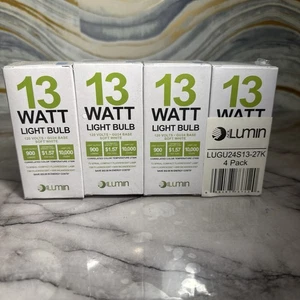 Pack Of 4 Spiral Light Bulb 13 Watt 900 T2 Lumens GU24 Base #LUGU24S13-27k - Picture 1 of 4