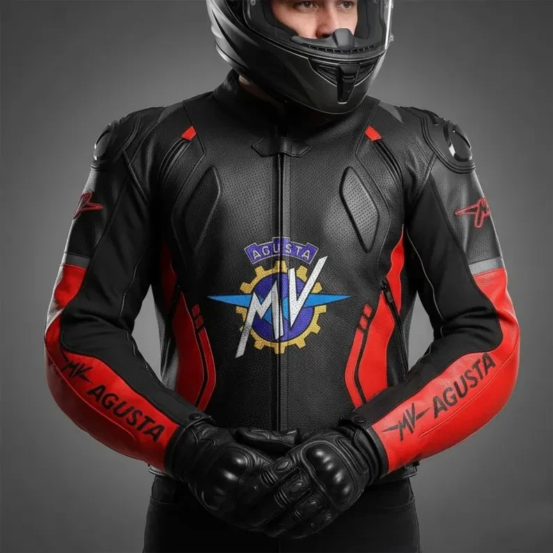 MV Agusta Racing Motorbike Leather Jacket New MV Agusta Motorcycle Biker Jacket - Image 1 of 4