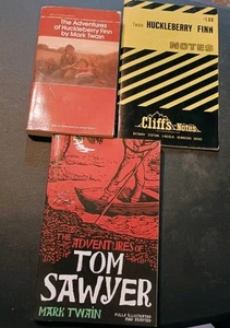 📚 The Adventures Of Huckleberry Finn By Mark Twain & Cliffs Notes ~Plus Bonus  - Picture 1 of 10