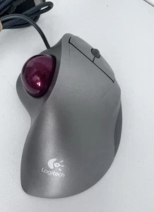Logitech T-BB18 Trackman Wheel Mouse Red Marble Optical USB (Tested & Works) - Picture 1 of 4