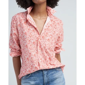 Frank & Eileen Finbar klassisches Leinenhemd mit Knopfleiste pfirsichfarben Blumenmuster Unisex Small - Bild 1 von 11