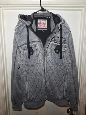 Chaqueta acolchada con capucha Affliction negra premium para hombre gris algodón 2XL Foto 1 de 4