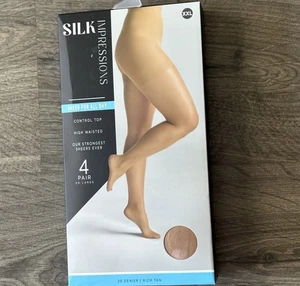 Silk Impressions Rich Tan Sheer Control Top High Waist Strumpfhose Gr. XXL Neu - Bild 1 von 5