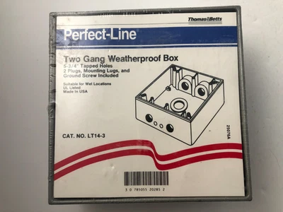 Perfect-Line Two Gang Weatherproof Box 5-3/4" Tapped Holes~2 Plugs, Mounting Lug - Image 1 of 4