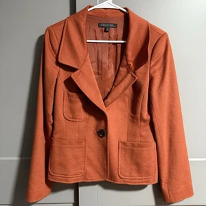 Lafayette 148 Loro Piana Fabric Two Button Wool Angora Orange Sienna Blazer 2 - Picture 1 of 13