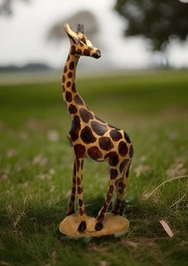 Handgeschnitzte Holz Giraffe Figur Statue Dekor Kenia Besmo Stammeskunst 8 Zoll - Bild 1 von 7