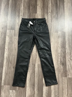 Pantalones ajustados de tiro alto de cuero negro Banana Republic, talla 25 Foto 1 de 4