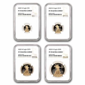 2020-W 4-Coin Proof American Gold Eagle Set PF-70 NGC - Picture 1 of 5