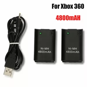 Batteria ricaricabile per controller wireless Xbox 360 + cavo caricabatterie USB - Foto 1 di 12