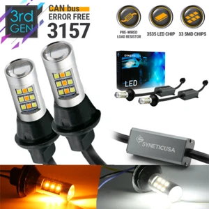 Syneticusa 3157 LED DRL Switchback Wired Decoder Bulbs Turn Signal Parking Light - Picture 1 of 9