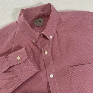 J. Crew Men’s Large Red Gingham 100% Cotton Long Sleeve Shirt Style 17612 - Picture 1 of 4