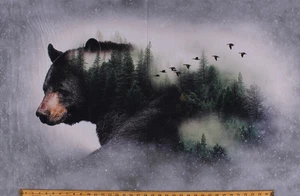 27.5" X 44" Panel Bear Call of the Wild Nature Digital Cotton Fabric D586.41 - Picture 1 of 1
