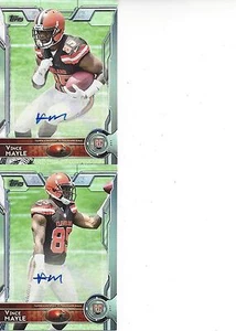 Tarjeta de novato Topps 2015 autógrafo Vince Mayle lote de 2 #474 Cleveland Browns - Imagen 1 de 1