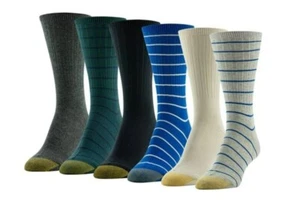 GOLD TOE Women's 6-Pack Ribbed Crew Socks, Size 9-11 fits shoe sizes 6-9 - Picture 1 of 4