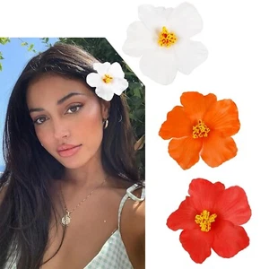 3Pcs Hawaiian Flower Hair Clips for Women Plumeria Hibiscus Hair Clip 3.5 Inc... - Picture 1 of 7