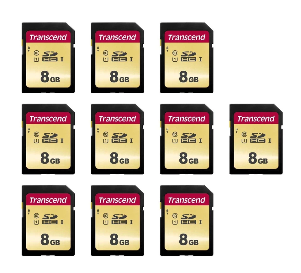 10 SD Card Transcend 8gb Classe 10 - Immagine 1 di 1