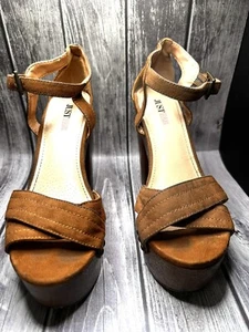 Just Fab Brown High Heel Platform Shoes Women's Size 6 - Picture 1 of 9