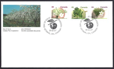 🍁Canada   #1363 - 1371    "FRUIT TREES"  Brand New  1991  First Day Cover Combo - Image 1 of 2