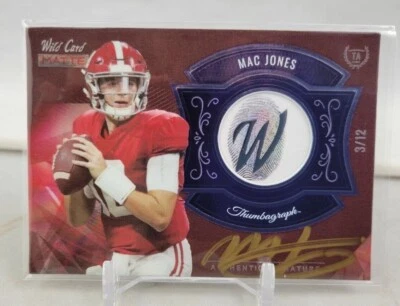 2021 Wild Card Matte Mac Jones Patriots Rookie RC Thumbprint Auto # 3/12 SSP - Image 1 of 4