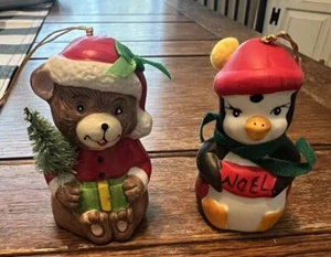 Giftco Pinguin/Bär Paar Glocken handbemalt Porzellan Glocken Ornament 1986 - Bild 1 von 4