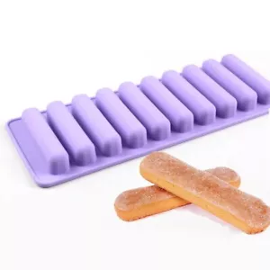 10cavity Lady Finger Silicone Cake Dessert Chocolate Soap Candle Resin Mould - Picture 1 of 4