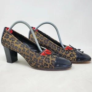 Fendi Womens Animal Print Cap Toe Sandals Heels Brown Size 7.5 M - Picture 1 of 12