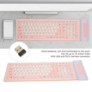 Silicone Keyboard 107 Keys Waterproof Dustproof Folding Two Colors 2.4G Wireless - Afbeelding 1 van 12