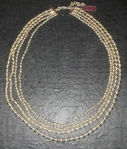 Collar de cuentas vintage Cascio Bijoux tono dorado 4 capas llamativo - Imagen 1 de 4