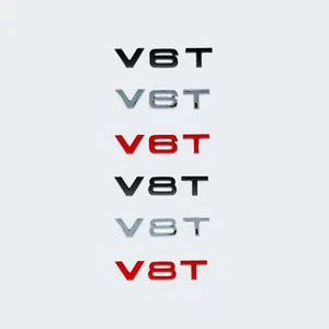 Audi V6T V8T Badge Emblem Decal Sticker Black Red Silver Fast & Free Shipping - Picture 1 of 13