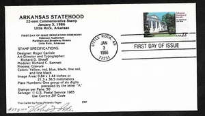 #2167 22c Arkansas - 150th Anniv. -Old State House-PPP FDC Signed  - Picture 1 of 2