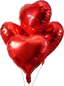 Red Heart Foil Mylar Balloons - Valentines Day Party Wedding Bachelorette Birthd - Picture 1 of 3