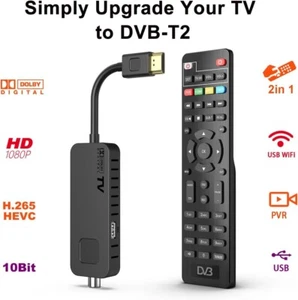 Decoder Digitale Terrestre DVB-T2 HD1080p HDMI Stick Tv Dolby Audio HD USB WiFi - Foto 1 di 15
