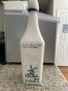 Vintage, Vandermint, White Glass, Blue Windmill, Liquor Bottle/Decanter, Holland - Picture 1 of 1