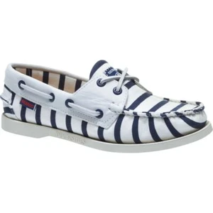 Sebago Spinnaker Stripe Mujer Cubierta Zapato 70006k0/954 Blanco / Azul Marino - Imagen 1 de 1