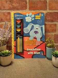 Vtg 2001 Blue's Clues "Snack Time With Blue"  Golden Books Paint & Crayons Book♡ - Picture 1 of 13
