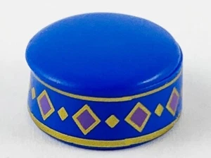 New LEGO Kufi Hat Cap Printed Blue Gold Printed Decoration Round Cap African - Picture 1 of 1