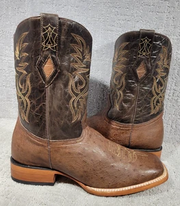 Stivali western JB Dillon struzzo da uomo taglia US 11,5EE in pelle marrone JBR1068EE - Foto 1 di 11